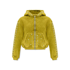 เสื้อฮู้ดดี้โอเวอร์ไซส์ปักลายเพชร หนัก 400GSM สำหรับผู้ชาย ฤดูหนาว ลายพิมพ์ดิจิตอล ย้อมสีแบบดิสเทรส ล้างสีแบบแอซิดวอช สกรีนโลโก้ได้ตามสั่ง สไตล์สตรีทแวร์ ขายส่ง - Product Image 2