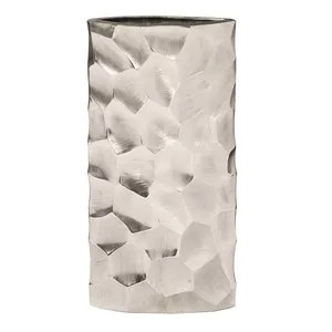 Handmade Metal Tabletop <b>Vase</b> Coastal Design Textured Surface Silver Finish Eco-Friendly Decorative Home Accent Piece Anniversary - Product Image 1