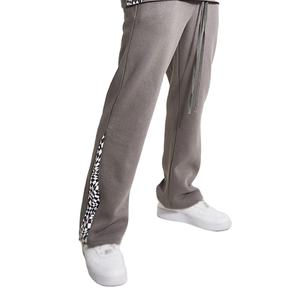 Survêtement évasé avec logo personnalisé de haute qualité Sweat à capuche en tissu de coton à taille élastique Pantalon évasé à motif empilé-Pantalon pour hommes sur mesure - Product Image 5