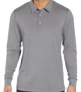 Men's Long Sleeve <b>Polo</b> <b>Shirt</b> <b>Black</b> Solid Color Button Collar Classic Casual Fit Top - Product Image 2