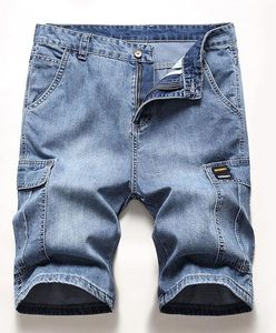 Pantalones Cortos de Mezclilla Casuales de Verano para Hombre, Estilo Vintage, Cintura Alta, Lavado Oscuro/Claro, Corte Holgado - Product Image 4