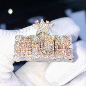 Collar con Colgante de Lujo Personalizado con Nombre, Chapado en Oro de 18K y Plata de Ley, con Moissanita VVS Totalmente Cubierta de Piedras, Estilo Hip Hop, para Hombres y Mujeres - Product Image 6