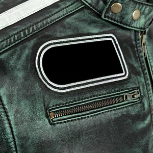 Ropa de abrigo de invierno de carreras unisex, chaqueta Bomber de piel auténtica con cuello levantado y parches bordados para motocicleta de talla grande - Product Image 3