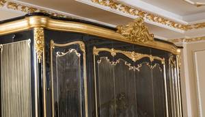 Ensemble de chambre à coucher de luxe en teck massif, lit king size sculpté à l'or, armoire à 6 portes, 2 tables de nuit et coiffeuse - Product Image 5