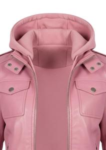 Premium Women's PU <b>Leather</b> Hooded Utility Tracksuit Set – Drawstring Jacket & Jogger Pants Luxury Two Piece Streetwear <b>Outfit</b> - Product Image 2