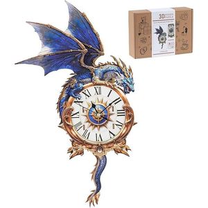 Kit de Modelo de Péndulo de Reloj Dragón Azul, Rompecabezas 3D de Madera para Adultos, Decoración del Hogar, Reloj de Pared DIY K - Product Image 1