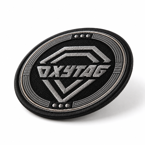 Patch brodé Oxytag rond noir en feutre non tissé, badge à coudre, patch décoratif en tissu, prix abordable, OEM personnalisé, vente en gros - Product Image 1