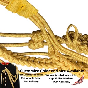 Gold <b>Braided</b> Metallic <b>Cord</b> With Brass Tips For Garment Use Classical Strand Aiguillette - Product Image 3