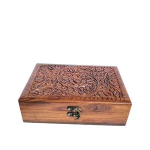 Rustic Wooden Hand Carved Storage <b>Box</b> For Jewelry <b>Keepsakes</b> & Vanity Storage Smooth Finished Vintage Wooden <b>Box</b> For Wedding Gift - Product Image 2
