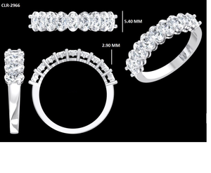 Anillo de compromiso y boda cristiana Lurba Jewels de oro blanco macizo de 10K con moissanita de corte ovalado de 3.45 ct y engaste de media eternidad - Product Image 6