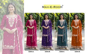 Conjunto de Kurta, Palazzo y Dupatta con bordados y cuentas que dan un aspecto atractivo para mujeres en bodas y festivales. Compre directamente del proveedor. - Product Image 6