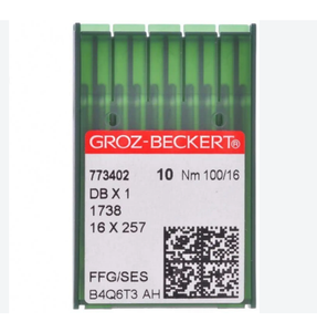 Aiguilles de machine à coudre à point droit industrielles Groz-Beckert DBx1 taille 70/10 DB01 pour tissus légers à moyens - Product Image 1