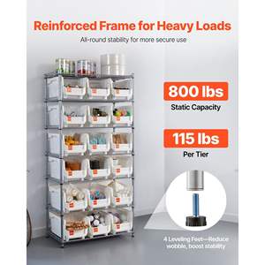 Organisateur à 18 niveaux, étagère de rangement à roulettes à 7 niveaux, système d'étagères en fil d'acier, roues, organisateur d'outils mobile pour garage, salle de classe - Product Image 3