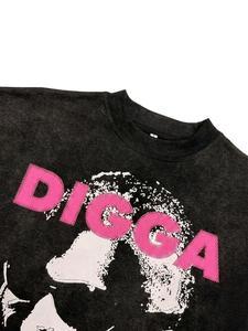 T-shirt noir surdimensionné Digga Creations, streetwear unisexe, jersey de coton, imprimé sur le devant et le dos, logo, col rond, manches régulières - Product Image 3
