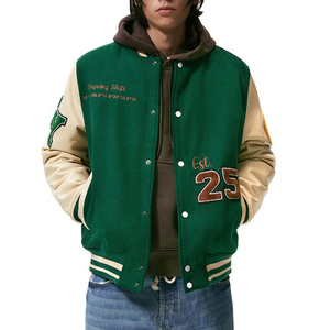 Casual Slim Fit Varsity <b>Jacket</b> With Embroidered <b>Men's</b> Green Custom <b>Baseball</b> Bomber Coat Regular Fit Autumn Wear <b>Men's</b> <b>Jackets</b> - Product Image 4