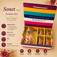Boîte cadeau en verre transparente de luxe avec un ensemble cadeau exécutif de 8 pièces, logo personnalisé imprimé à l'écran pour les mariages, les fêtes et les cadeaux
