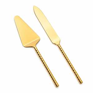 Ensemble de Spatules à Gâteau Jetables en Acier Inoxydable Doré de Luxe – Élégant pour Mariages et Traiteurs, Résistant à la Rouille, Écologique, Poignée Polie Miroir - Product Image 1
