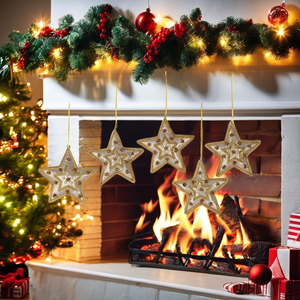 High Quality Intricately Handmade <b>Gold</b> Velvet <b>Fabric</b> Star Christmas Tree Ornaments Festival Style Embroidered Eco-Friendly - Product Image 4