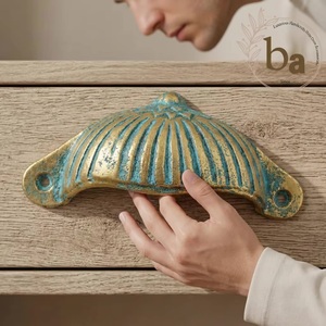 <b>Rustic</b> Cast Iron Oval Shape Drawer Handle Turquoise Patina for Bedroom Dining Home Office Cabinets-Industrial Design Durable - Product Image 4