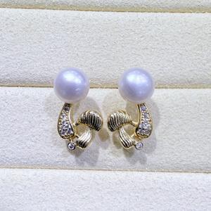 Pendientes Colgantes de Perlas de Agua Dulce Mantou de 7-8 mm, Estilo Zhuji, con Forma de Hongo Pequeño, Versátiles, de Perlas Blancas, a la Moda, Estilo Ins - Product Image 1