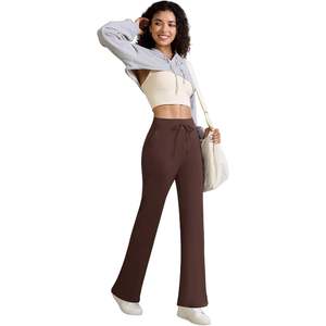 2025 pantalones de Yoga acampanados de cintura alta para mujer, cordón elástico, entrenamiento informal, pantalones de gimnasio, bolsillos, tallas XXS XS Spandex/Nylon - Product Image 6