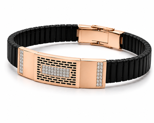18KT Gold <b>Black</b> Ceramic Diamond Accent Link Bracelet for Men High <b>Polish</b> Modern Luxury Wedding Party Daily Wear Gift Jewelry - Product Image 4