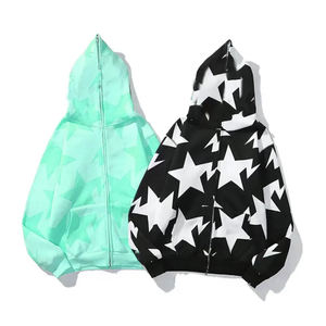 Sweat à capuche personnalisé surdimensionné avec fermeture éclair et imprimé étoiles pour hommes et femmes – Sweat à capuche zippé en molleton de coton épais Streetwear OEM - Product Image 6