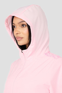 Ensemble de survêtement sportif décontracté pour femme, rose clair, léger, coupe-vent, avec veste à capuche zippée intégrale et short, color block - Product Image 6