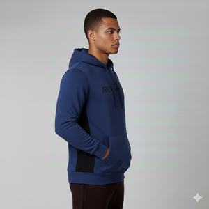 Sweat à capuche épais en coton de qualité supérieure, grande taille, bicolore, pour hommes, avec logo personnalisé imprimé, coupe oversize, bicolore - Product Image 3
