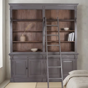 Roberto Eco-Friendly Durable Grey <b>Solid</b> <b>Wood</b> Library <b>Desk</b> Modern Minimalist Design Natural Grey Finish for Home Office Workspace - Product Image 1