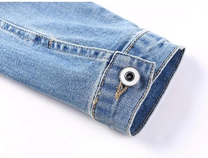 Veste en jean pour femme, coupe classique, bleu personnalisé, style streetwear vintage, respirante, manches longues, en coton, fabricant OEM ODM - Product Image 5