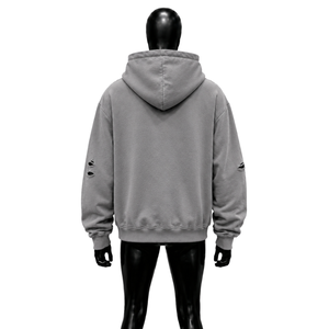 Sweat à capuche zippé gris oversize avec motif ange, style décontracté, en tissu French Terry, coupe classique, pour l'automne, lavage vintage, qualité premium - Product Image 2