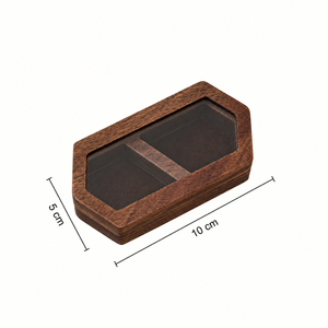 Custom Logo Walnut Wood Double Ring <b>Box</b> with <b>Glass</b> Lid Luxury Wedding Ring Bearer <b>Box</b> Jewelry Gift Packaging - Product Image 3