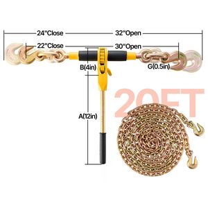 Cinghie di Fissaggio a Cricchetto 5/16"-3/8" per Carichi Pesanti, Catene G80, Capacità 7100 Libbre, Limitazione Sicura del Carico, Risparmio di Manodopera, Antiscivolo - Product Image 3