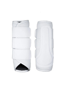 Botas Protectoras para Caballos de Goma Esponjosa Blanca con Malla Transpirable y Tiras de Triple Gancho y Bucle, Ligeras para Exteriores - Product Image 4