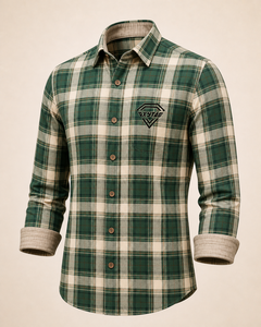 Camisa de Franela a Cuadros Verde de Primera Calidad, Fabricada a Medida, Manga Larga, de Algodón, con Botones, para Hombre, Informal, de Alta Calidad - Product Image 1