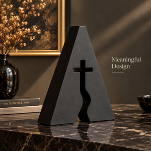 Modern Black Abstract Cross Sculpture Figurine, <b>Religious</b> Decorative <b>Statue</b> for Home & Living Room Tabletop Decor | Art Designs - Product Image 2