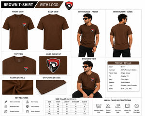 เสื้อยืดคอกลมแขนสั้นผู้ชาย DUMELA สีน้ำตาล ผ้าฝ้ายแท้ 100% น้ำหนัก 180 กรัม ระบายอากาศได้ดี ไม่เป็นขุย ทรงปกติ - Product Image 6
