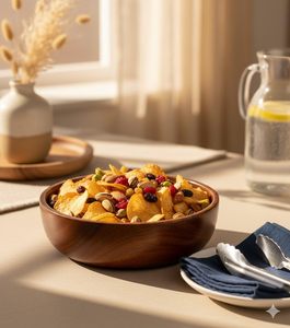 Bol de service artisanal en bois d'acacia, bol à salade rond en bois, bol à fruits rustique, bol décoratif pour la cuisine et la salle à manger, bol artisanal - Product Image 2