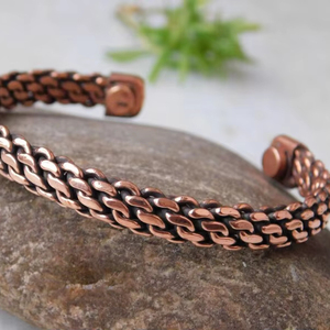 Braided Copper <b>Bangle</b> <b>Bracelet</b>: Handmade Open Cuff Jewelry - Product Image 1