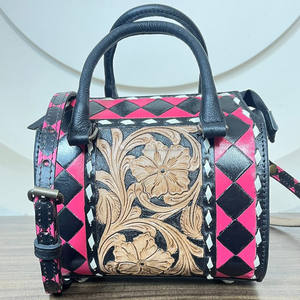 Bolso Bandolera Pequeño de Cuero Genuino con Diseño a Cuadros, Estilo Western, Hecho a Mano, para Mujer, Marca March Expo - Product Image 6