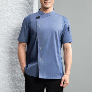 เสื้อเชฟสั่งทำพิเศษสำหรับโรงแรมร้านอาหาร เสื้อเชฟคุณภาพสูงผ้าโพลีเอสเตอร์ผสมคอตตอนสำหรับผู้ชาย เสื้อโค้ทเชฟสไตล์ใหม่ในจำนวนสั่งซื้อขั้นต่ำน้อย - Product Image 5