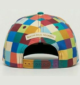 Checkered <b>Snapback</b> <b>Cap</b> 6-Panel Adjustable Unisex Fashion Hat Embroidered Bujang Logo Front Panel Casual Spring Summer - Product Image 3