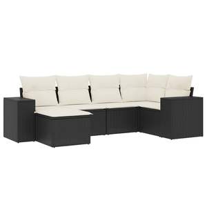 Conjunto de Sofás Modulares Grandes de Ratán PE Negro para Jardín, Muebles Modulares Elegantes para Exteriores - Product Image 2