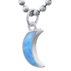 Impresionante Colgante de Plata de Ley 925 con Ópalo Azul en Forma de Luna Creciente para Uso Diario - Product Image 2