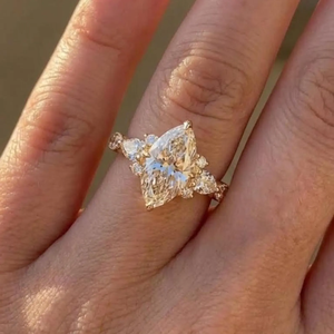 1.5 CT Marquise Cut Moissanite Three Stone Engagement <b>Ring</b> Vintage Inspired Bridal <b>Ring</b> IGI Certified 925 <b>Silver</b> Rhodium Plated - Product Image 4