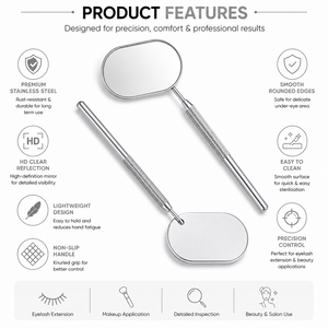 กระจกแต่งหน้าสแตนเลสทรงรีแบบพกพา MANAN INSTRUMENTS สำหรับต่อขนตาอย่างแม่นยำ - Product Image 3