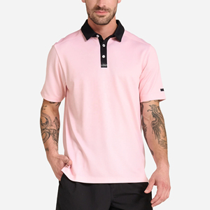 Chemises à manches courtes en coton 100% tricoté, respirantes, à motif uni, avec logo personnalisé sur le devant, pour hommes, pour le business et le golf - Product Image 5