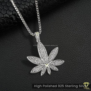 สร้อยคอจี้รูปใบไม้ประดับเพชรโมอิสซาไนต์ เงินแท้ 925 สไตล์ฮิปฮอป - Product Image 3