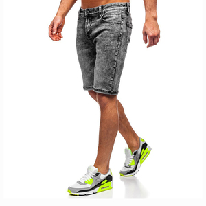 <b>Men's</b> Mid <b>Waist</b> Blue Cotton <b>Denim</b> Jeans <b>Shorts</b> with <b>Elastic</b> <b>Waist</b> Casual Solid Pattern Washed Technique Baggy Pants - Product Image 2